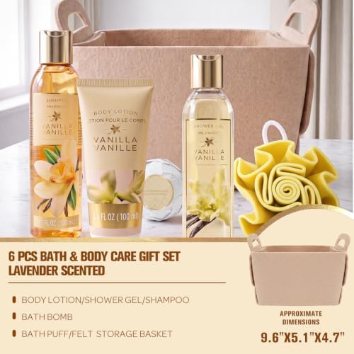 Gifts for Women, 6pc Vanilla Felt Storage Spa Gift Baskets for Women - Image 3