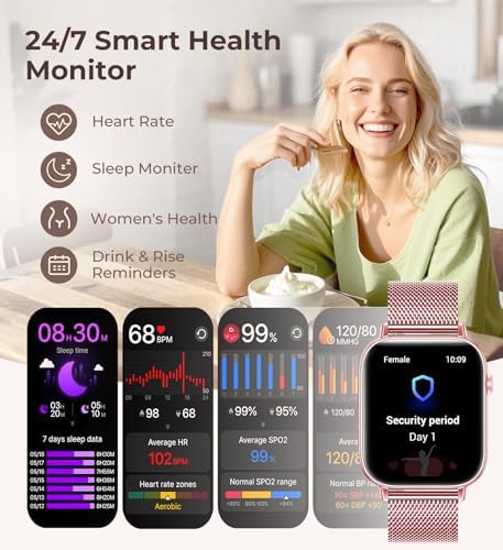Iaret Smart Watch for Women, 1.83" HD Fitness Tracker with 4 Bands, Answer/Make Calls, Heart Rate/Sleep/SpO2/Step Tracking, 100+ Sport Modes, Android/iPhone Compatible Gift (Purple Gold) - Image 4