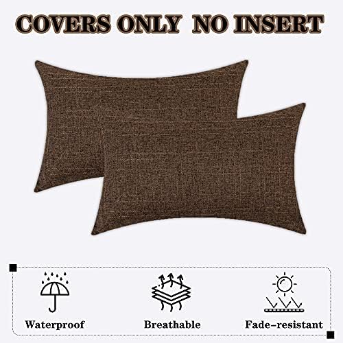 Kevin Textile Outdoor Waterproof 12”x24” Lumbar Pillow Covers 2 Pack, Brown - Image 7