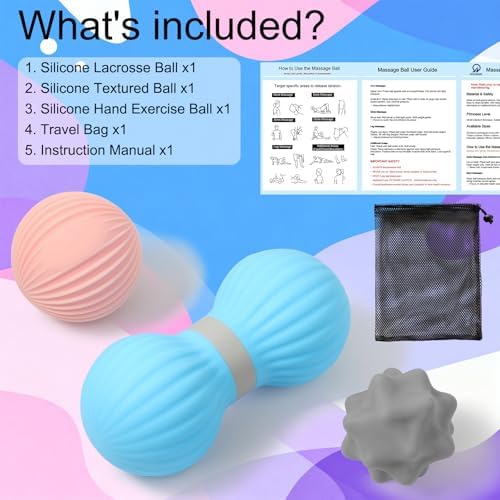 HODEMI Peanut Massage Ball Set, 3 Pack Peanut Roller, Textured Massage Ball & Trigger Point Ball for Deep Tissue Massage and Myofascial Release for Back, Neck, Hip and Foot with Mesh Bag - Image 2