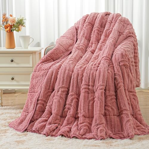 Wemore Soft Weighted Blanket for Adults 60" x 80" 15 lbs Queen Apricot Pink by WemoreDirect