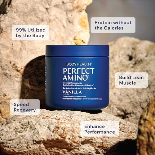 BodyHealth PerfectAmino Powder - BCAA and EAA Powder for Pre and Post Workout - Amino Acid Energy Drink for Men and Women to Support Lean Muscle and Recovery - Vanilla - 30 Servings - Image 3