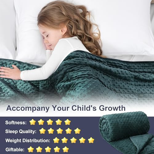 Alomidds Weighted Blanket, Luxury Velvet Weighted Blankets,Warm and Breathable Soft and Comfort Minky, Cute Heavy Blanket with Premium Glass Beads (41"x60" 7LBS, Green) - Image 3