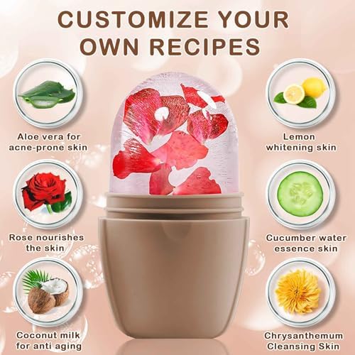 XHJRI Ice Face Roller Massager,Ice Cube Roller for Face, Eyes and Neck Naturally Conditioning and Skin Care,De-Puff Eye Bags,Reduce Migraine Pain,Reusable Massage Silicone Ice Mold (New Coffee) - Image 4