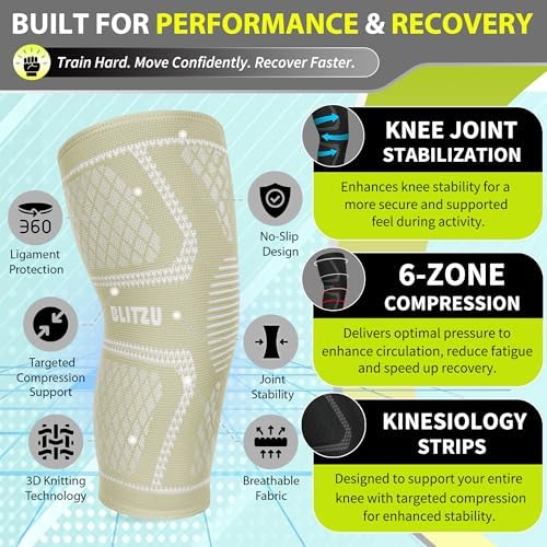 Knee Brace Men & Women, Knee Compression Sleeve Support Wrap Tendonitis XL - Image 4