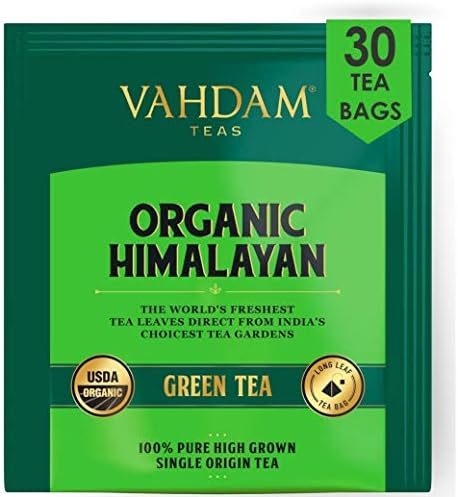 VAHDAM, Himalayan Green Tea (30 Count) High Grown, Non GMO, Gluten Free, Med Caffeine | Earthy & Smooth | Resealable & Individually Wrapped | Plant-Based Pyramid Tea Bags by Unknown