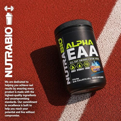 NutraBio Alpha EAA - All-Day Amino Acids for Muscle Growth and Hydration - Essential Amino Acids with Nootropics & Adaptogens- Full Spectrum EAA BCAA Powder - 30 Servings - New York Punch - Image 6
