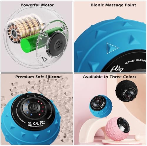5-Speed Vibrating Massage Ball: Silicone Electric Massager with Auto Shut-Off, Physical Therapy Ball for Fitness, Mobility, and Relaxation, Wellness Gift (Blue) - Image 5