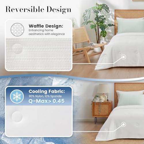 Waffle Cooling Comforter Blanket for Hot Sleepers, King Size, White - Image 2