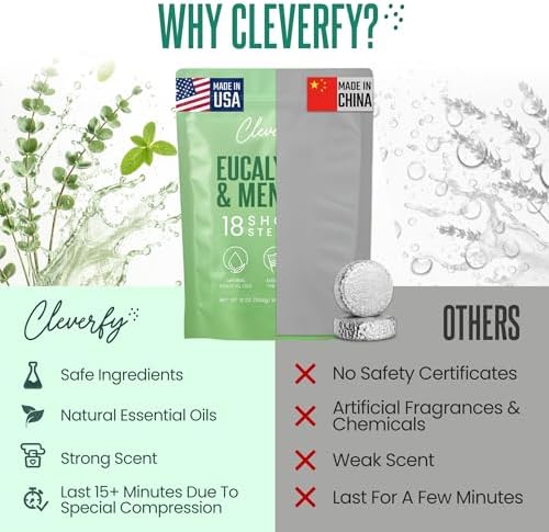 Cleverfy Eucalyptus Shower Steamers, Aromatherapy Gifts for Men, 18 Tablets - Image 6