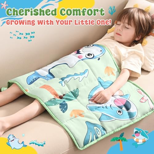 anfie Weighted Lap Pad 2 Pounds, Weighted Blanket (30"*40") Cooling Blanket for Resting,Weighted Throw Blanket for Travel Indoor Outdoor (Green Shark) - Image 3