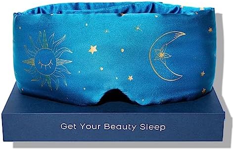 Fleur&Yang Silk Sleep Mask, Adjustable Blackout Sleeping Mask for Men Women, Soft Breathable 100% Mulberry Silk Fabric, Cooling Eye Cover Blindfold for DeepSleep or Meditation(Luna) by FleurYang