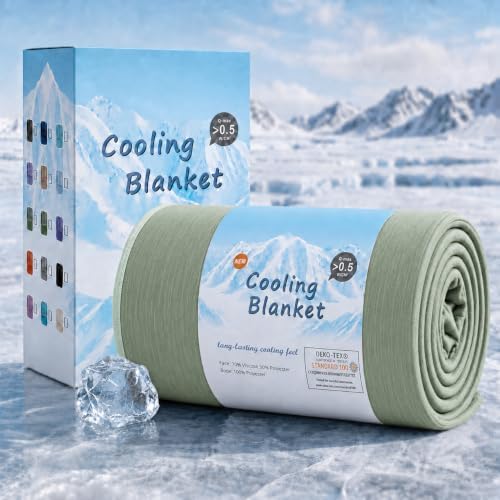 Topcee Cooling Blanket (90"x90"Queen Size) for Night Sweats Absorbs Heat to Keep Adults Cool on Warm Nights, Q-Max 0.5 Cooling Blankets for Hot Sleepers, Ultra-Cool Lightweight Blanket for Bed | Absorbs Heat Cold Summer Blanket for Night Sweats & Menop... by Topcee%E2%80%94ForYourGoodSleep
