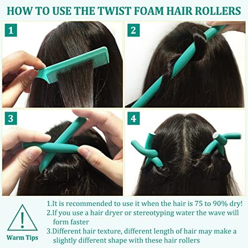 40PCS Flexible Curling Rods Set - No Heat Hair Rollers for Short & Long Hair, Twist Foam Rollers with Comb (Colors Random) - Image 3