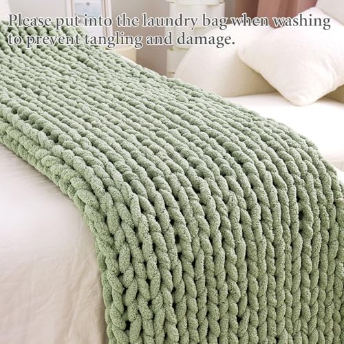 Chunky Knit Blanket Throw for Couch, 51"x63" Chunky Yarn Knitted Blankets - Image 6