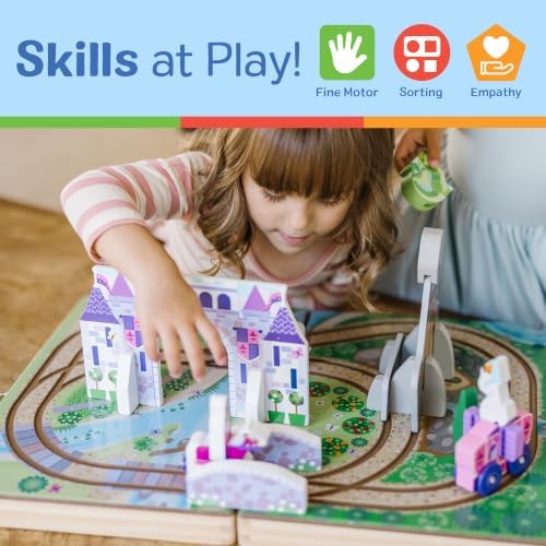 Melissa & Doug 19-Piece Wooden Take-Along Tabletop Kingdom – Carriage, Horse, Unicorn, Dragon, More - Image 5