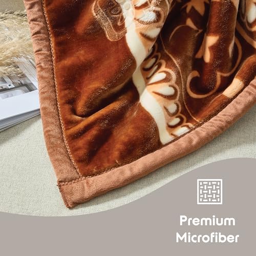 Nestl Korean Mink Blanket King Size - 12 Lbs Velvet Fleece Korean Blanket - 2 Ply Warm & Thick Winter Blanket - Wrinkle & Fade Resistant - 87 x 94 Inches (Brown) - Image 2