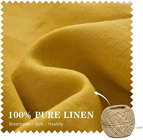 Simple&Opulence 100% Linen Lumbar Pillow Cover 12 x 20 Inches Set of 2 Rectangular Decorative Throw Cushion Cover for Couch Sofa Bed Living Room Office Soft Breathable Farmhouse - Mustard Yellow - Image 2