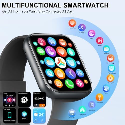 Jugeman Smart Watch for Men Women, 1.96" HD Smartatch(Answer/Make Calls), 113+ Sport Modes, Activity Fitness Tracker with Heart Rate/Sleep Monitor/Pedometer/Calories, IP68 Waterproof for Android iOS - Image 4