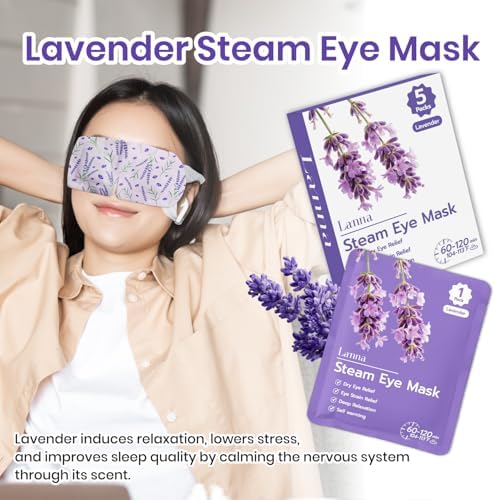 LANNA Heated Steam Eye Mask, Disposable 120 Minutes, Lavender Scent, 5 Pcs - Image 3