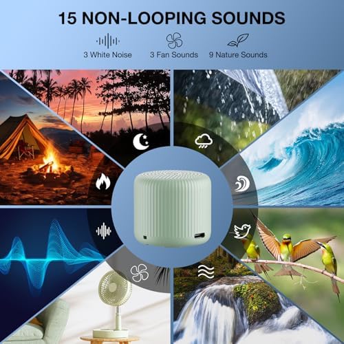 White Noise Machine Baby Portable Sound Machine,LEICEX Travel Sound Machine,15 Non-Looping Sound Timer and Memory Play, Mini White Noise Machine for Sleeping Office Travel （Mint） - Image 3