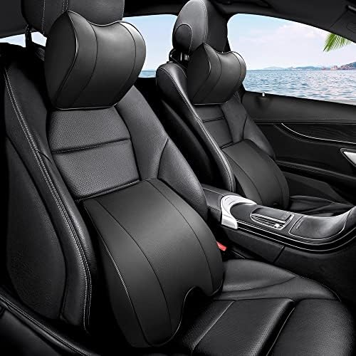 Memory Foam PU Leather Lumbar Pillow - Car Middle/Lower Back Support Pillow - Suitable for Car Seats, Office Chairs, Recliners, etc. (Black) - Image 3