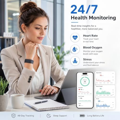 Smart Bracelet for Men & Women, 24/7 Health & Activity Fitness Tracker - Image 2