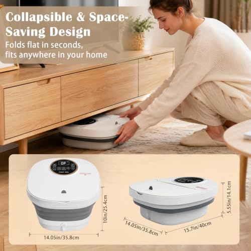 Collapsible Foot Spa Bath Massager with Heat, Automatic Motorized Massage Rollers, Fast PTC Heating, Bubble Jets, LCD Touch Control, 10–60 Min Timer, Epsom Salt Ready, Fits Men’s Size 16 - Image 5