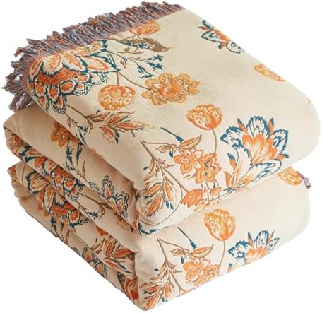 Boho Throw Blanket for Bed 90”x98”, 100% Cotton Blanket for Couch Sofa by DefineCozyHealthyLife