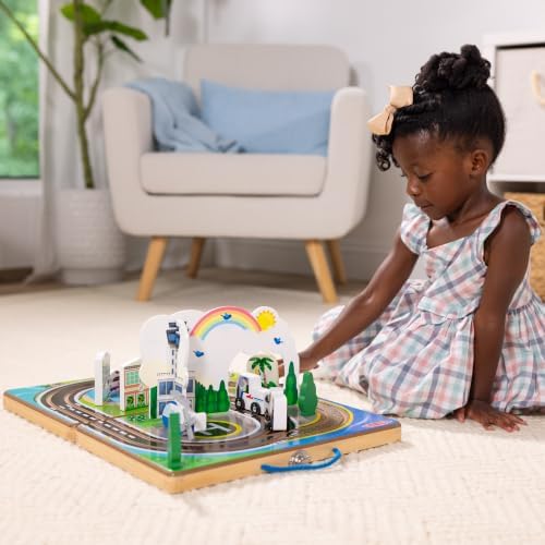 Melissa & Doug Take-Along Airport Wooden Play Set with Vehicles - Image 2