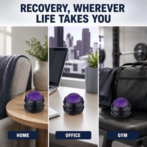 Manual Massage Ball Roller for Forearm & Muscle Pain Relief - Purple Handheld Self Massage Tool for Essential Oils & Lotion - Image 6