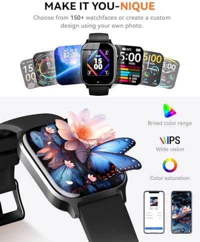 Smart Watches for Women Men, Fitness Tracker Watch with 110 Sports Modes, Step Counter/Sleep Monitor/Pedometer, IP68 Waterproof, Bluetooth Call & Music Control Smartwatch for iPhone/Android,Black - Image 5