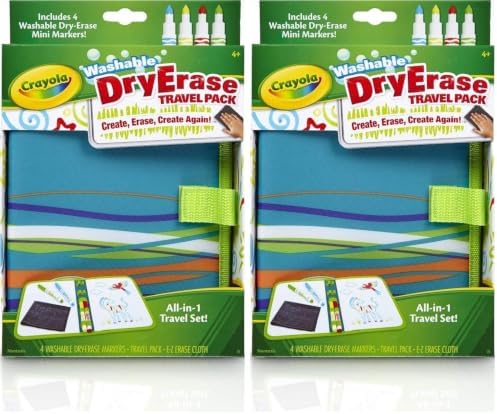 Crayola Washable Dry Erase Travel Pack, Whiteboard for Kids, Ages 4, 5, 6, 7 (Pack of 2) by Crayola