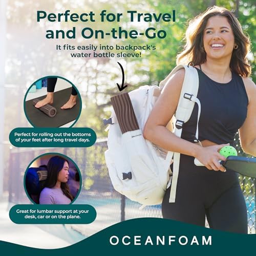 Oceanfoam Ripple Travel Foam Roller (11" x 3.35") Firm Mini Foam Roller for Physical Therapy, Deep Tissue Massage, Back Pain - High Density, Ergonomic Wave Textured - Yoga, Exercise (Espresso) - Image 5
