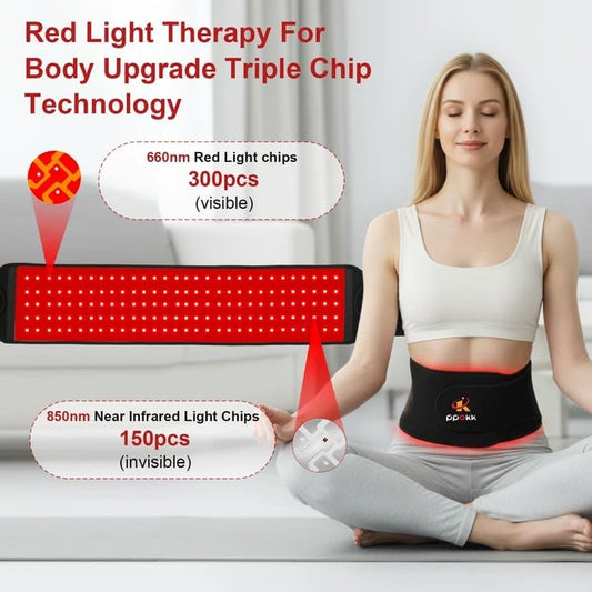 Red Light Therapy for Body,150 LEDs Infrared Light Therapy Wrap Belt for Waist,Upgraded 3 in 1 Led Beads,660nm Red Light &850nm Near Infrared Light Device for Back with Timer - Image 2