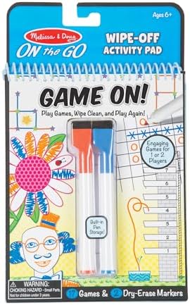 Melissa & Doug Write-On Reusable Games Activity Book - Travel Games and Kids Games With Dry Erase Markers for Kids, Road Trip Activities for Kids, Ages 6+ - FSC Certified by Unknown