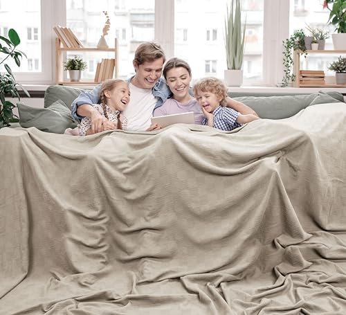 Utopia Bedding 100% Cotton Thermal Blanket Khaki Big, 120x120 Inches - Image 6