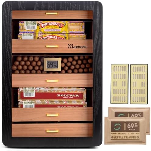 300-Count Black Cigar Humidor Cabinet with Digital Hygrometer by Marvero