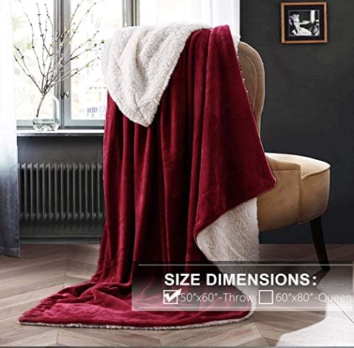 NANPIPER Sherpa Blanket Warm Blankets Super Soft Fuzzy Flannel Fleece/Wool Like Reversible Velvet Plush Couch Blanket Lightweight(Wine Red Throw Size 50"x60") - Image 2
