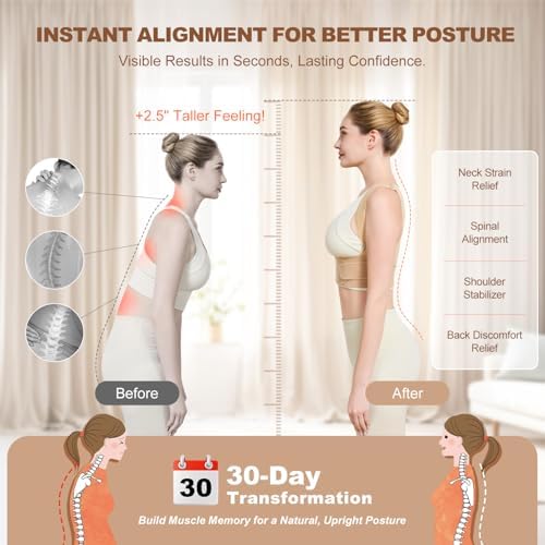 Invisible Posture Corrector for Women Lightweight Adjustable Back Brace for & Upper Back Shoulder Neck Pain Relief - Improve Posture Correct Hunchback Slouching Spine Corrector Under Clothes Large - Image 3
