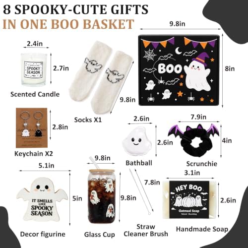 Halloween Boo Basket Stuffers for Women Girls, 8pcs Boo Basket for Adults Kids Teens Halloween Care Package Gift Box - Image 2