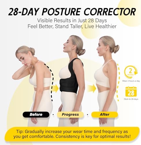 Back Brace Posture Corrector for Women & Men, Adjustable Full Back Support, Shoulder Straightener for Upper & Lower Back Pain Relief-Scoliosis, Hunchback, Waist Trainer (Large, Balck) - Image 3