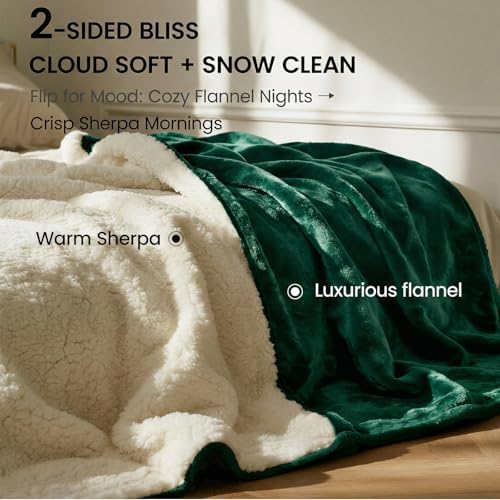 Tisancy Waterproof Gray Blanket for Dog Cat Puppy, 80'' x 80'' Double Side Leakproof Reversible Double Side Sherpa Flannel Fleece 3 Layer Lightweight Blanket, Absorb 70oz(GreenWhite), Machine Washable - Image 3