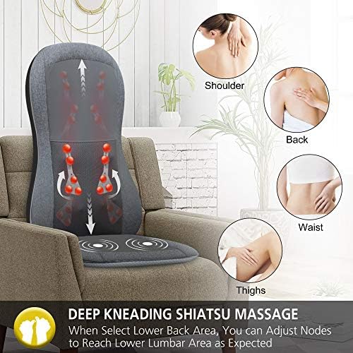 COMFIER Shiatsu Back Massager with Heat, 2D/3D Massage Chair Pad, Full Back Seat Cushion with 10 Nodes, Deep Tissue Rolling & Kneading for Neck, Shoulders & Lumbar, Vibration Seat for Home & Office - Image 4