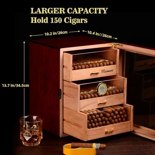 150-Count Rosewood Cigar Humidor Cabinet with Digital Hygrometer - Image 2