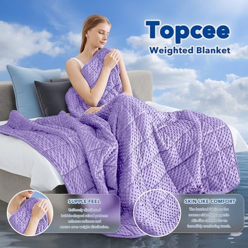Topcee Weighted Blanket for Adults (15lbs 60"x80"), Minky Dots Heavy Blanket for Woman, Man Sleeping, Soft, Cozy and Cooling Weighted Throw Blankets, Machine Washable, Purple - Image 2