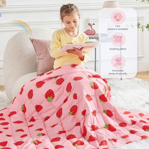 Pink Strawberry Weighted Blanket 3 lbs Heavy Throw Blanket, 20"x30" - Image 2