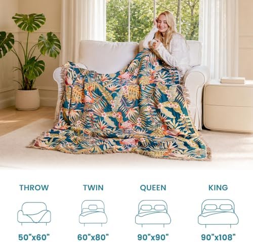 MSGKV Boho Throw Blanket 50"x60" Vintage Jungle Bird Blanket for Couch - Image 5