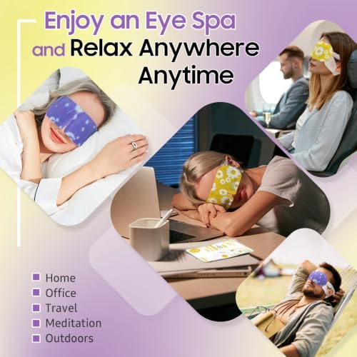 BeHoomi Steam Eye Mask, 10 Packs Heated Eye Mask, Self Heating Disposable Warm Compress for Eyes Sleep Mask, Travel Essentials & Relaxation Gifts (Chamomile+Lavender) - Image 6