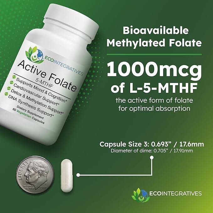 Active Folate 5-MTHF - Methylfolate 1000mcg, 60 Capsules - Image 6